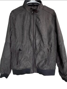 Zara Man Men’s Faux Suede Bomber Jacket Size L Charcoal Gray Zip Up